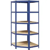 vidaXL Eckregal mit 5 Böden Blau Stahl & Holzwerkstoff