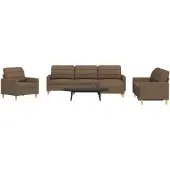 vidaXL 4-tlg. Sofagarnitur mit Fußhocker Braun Stoff