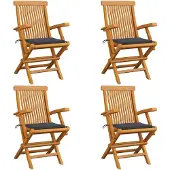 vidaXL Klappstühle mit Anthrazit Kissen 4 Stk. Massivholz Teak