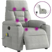 Syfax Massagesessel Elektrisch Hellgrau Mikrofasergewebe