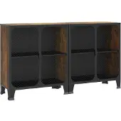 Syfax Lagerschränke 2 Stk. Rustikal Braun 72x36x82 cm Metall und MDF