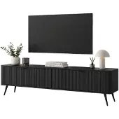 Dmora Kalase - TV-Schrank, 163x38x51h cm Schwarz, 2 Regalböden