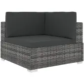 Syfax Sofa-Eckteil mit Kissen Poly Rattan Grau