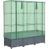 vidaXL Hochbeet mit Gewächshaus-Aufsatz Rattan-Optik 120x40x138 cm