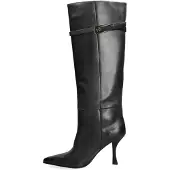 Marc Ellis Damenschuhe, hohe Stiefel, schwarz, aus Leder, mit Gürteldetail und Stilettoabsatz