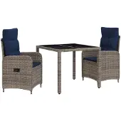 Syfax Outdoortisch-Set 3 stk. Poly-Rattan