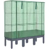 vidaXL Hochbeet mit Gewächshaus-Aufsatz Rattan-Optik 120x40x140 cm
