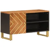 vidaXL TV-Schrank Braun und Schwarz 80x31,5x46 cm Massivholz Mango