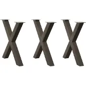 vidaXL Esstischbeine X-Form 3 Stk. Naturstahl 70x(72-73) cm Stahl