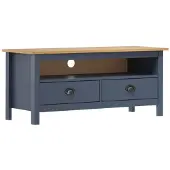 vidaXL TV-Schrank Hill Grau 110x40x47 cm Kiefer Massivholz