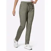 HEINE Jerseyhose , Damen, Gr. 50, Normalgrößen, grün (khaki, ecru, bedruckt), 70% Viskose, 25% Polyamid, 5% Elasthan, bedruckt, gemustert, mehrfarbig, Hosen Jerseyhose