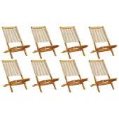 vidaXL Klappstühle, 8 Stück, beige, massives Akazienholz