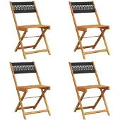 vidaXL Klappstühle, 4 Stück, schwarzes Massivholz Akazie