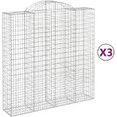 vidaXL Gabionen mit Hochbogen 3 Stk. 200x50x200/220cm Verzinktes Eisen