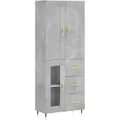 vidaXL Highboard Betongrau 69,5x34x180 cm Holzwerkstoff