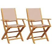 vidaXL Klappstühle 2 Stk. Taupe Massivholz Akazie und Stoff