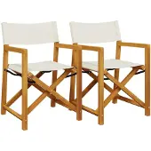 vidaXL Klappbare Regiestühle 2 Stk. Cremeweiß Stoff