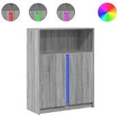 vidaXL LED-Sideboard Grau Sonoma 77x34x100 cm Holzwerkstoff