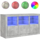 vidaXL Sideboard mit LED-Leuchten Betongrau 123x37x67 cm
