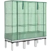vidaXL Hochbeet mit Gewächshaus-Aufsatz Rattan-Optik 120x40x140 cm