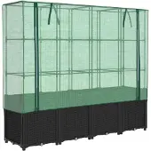 vidaXL Hochbeet mit Gewächshausabdeckung Rattanoptik 160x40x153 cm