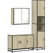 vidaXL 3-tlg. Badmöbel-Set Sonoma-Eiche Holzwerkstoff