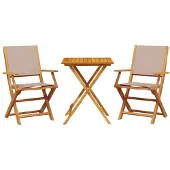 vidaXL 3-tlg. Bistro-Set Taupe Stoff und Massivholz