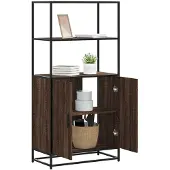 vidaXL Highboard Braun Eichen-Optik 68x35x139 cm Holzwerkstoff Metall