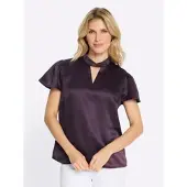 Sieh an! Kurzarm-Bluse in aubergine | Gr.: 44