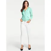 HEINE Strickjacke "Cardigan Feinstrickjacke mit 2-Wege-Reißverschluss", Damen, Gr. 44, grün (mint), Modisch, Rundhals, Strickjacken Strickjacke