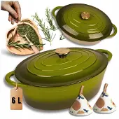 Hage Emaillierter Gusseisen-Bratpfanne 6L OLIVE