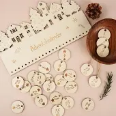 Sonstiges Adventskalender Zahlen Holz 1-24 mit Juteschnur zum Basteln und Aufhängen