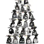 Sonstiges Adventskalender zum Befüllen Groß 12x21,5cm 24 Stoffbeutel Kette Schwarz