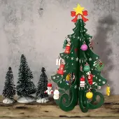 Sonstiges Adventskalender Mini Holz Weihnachtsbaum mit 24 Anhängern Grün 19x11 cm