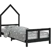 vidaXL Kinderbett Schwarz 80x200 cm Massivholz Kiefer