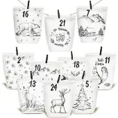 Sonstiges Adventskalender zum Befüllen Weiß Schwarz Weihnachtswald DIY Tüten Kinder Erwachsene