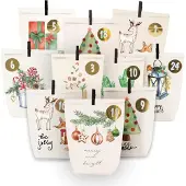 Sonstiges Adventskalender mit Aquarellmotiven und Kraftpapiertüten