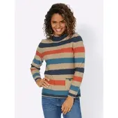 Casual Looks Streifenpullover "Pullover", Damen, Gr. 46, bunt (topas, terra, geringelt), 100% Polyacryl, gemustert, gestreift, mehrfarbig, Pullover Streifenpullover