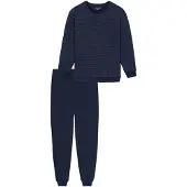 Schiesser Schlafanzug "Comfort Essentials", Damen, Gr. 50, Single Jersey, blau, Single Jersey, Obermaterial: 100% Baumwolle, bequem lang, Rundhals, Homewear-Sets Schlafanzug, mit angenehmen Bündchen