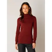 Base Level Rollkragenpullover "Yuen", Damen, Gr. 36, wine rot, Strick, Obermaterial: 80% Viskose, 20% Nylon, unifarben, figurbetont hüftlang, Rundhals, eng, Pullover Rollkragenpullover, mit Viskose