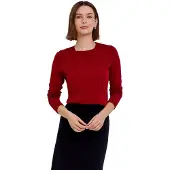 Falke Pure Merino Wool Damen Pullover, S, Rot, Argyle,Streifen, Schurwolle