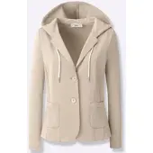 HEINE Sweatblazer "Sweatblazer", Damen, Gr. 40, beige (sand), 76% Polyester, 20% Viskose, 4% Elasthan, Blazer Sweatblazer