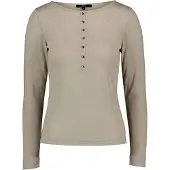 Zero Langarmshirt "Langarm-Shirt mit Knopfleiste", Damen, Gr. 38, beige (french oak), Obermaterial: 52% Polyester PES. 24% Metall MT. 22% Viskose CV. 2% Elasthan EL., Shirts Langarmshirt
