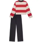 Schiesser Schlafanzug "Pyjama Kids Nightwear", Jungen, Gr. 128, pink (rot, weiß, schwarz), Obermaterial: 100% Baumwolle CO., Homewear-Sets Schlafanzug