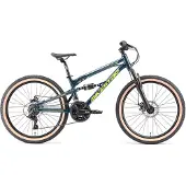 Bikestar Alu Kinder Jugend Mountainbike Vollgefedert, 21 Gang Shimano, 24 Zoll ab 9 - 10 Jahre | Fully MTB Scheibenbremse | Grün