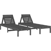 Super Merchant Sonnenliegen 2 Stk. Grau 199,5x60x74 cm Massivholz Kiefer