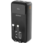24hShop Powerbank 30000mAh mit integriertem PD 22.5W Kabel - schwarz