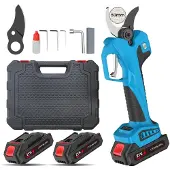 OEM Akku-Gartenschneider, bürstenloser Motor, einstellbare Geschwindigkeitsstufen, Blau mit 2 Batterien