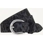 Tamaris Ledergürtel "Debora Silver", Damen, Gr. 115, grau (schwarz, anthrazit), Rindsleder, Antik-Look, gemustert, used, Gürtel Ledergürtel, Animal-Design, Used Look, 3 cm breit
