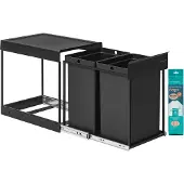 Songmics Mülleimer mit zwei Fächern und ausziehbarem Mülltrennsystem LTB951B01